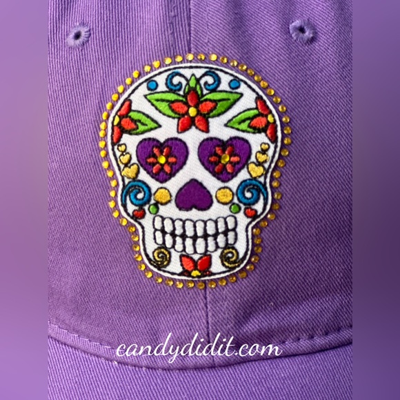 NWT Candy Did It! One Of A Kind Purple Sugar Scull Twinkle Bling Ball Cap - Picture 3 of 8